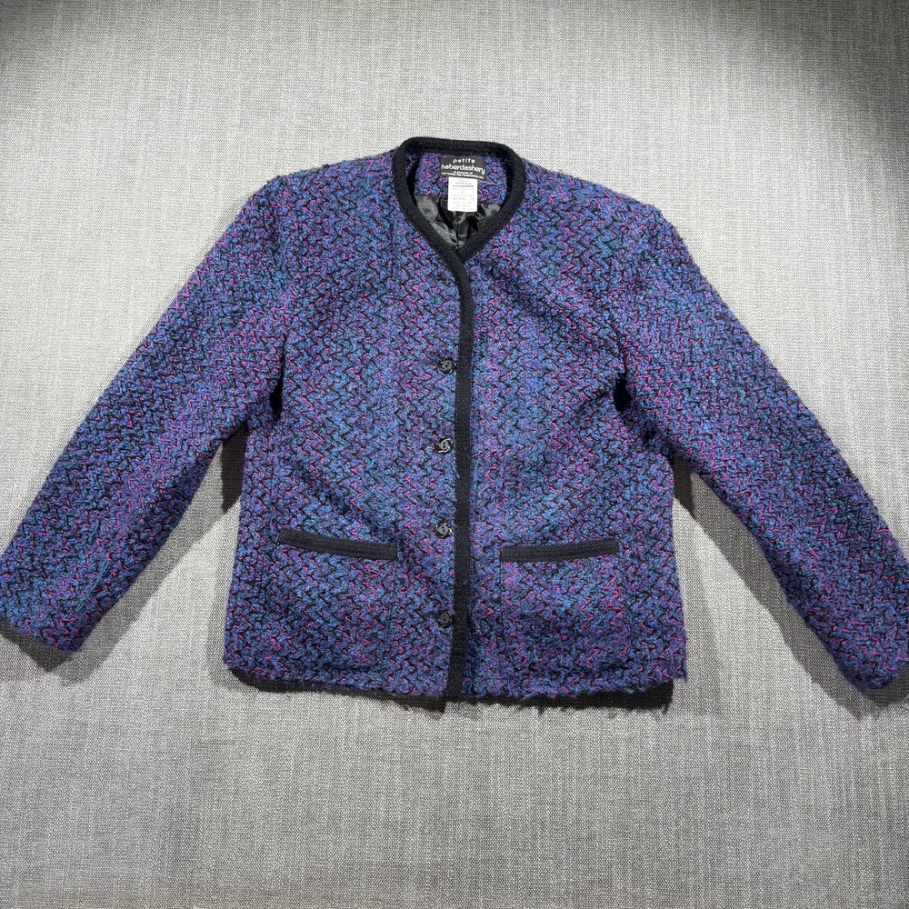 Vintage‎ Petite Haberdashery Blazer Womens 10 Petite Multicolor Tweed Jacket